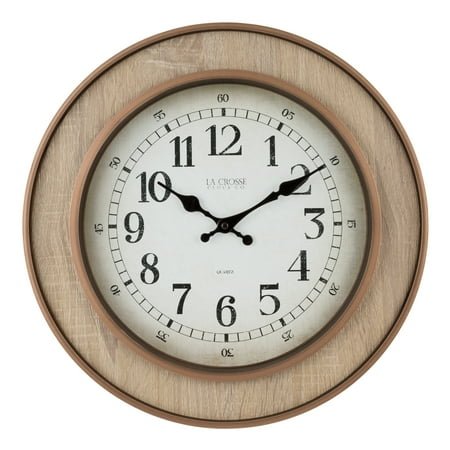 La Crosse Clock 16 inch Contemporary Livingston Quartz Analog Wall Clock, 404-3041