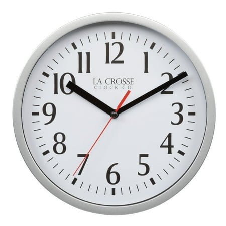 La Crosse Clock 8 inch Basics Silver Analog Quartz Wall Clock, 404-3020S
