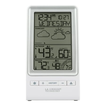 La Crosse Technology Battery-Powered LCD Wireless 2-Piece Digital Weather Forecast Station with Hygrometer and Calendar, 308-1415FCT