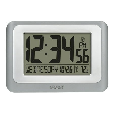La Crosse Technology Digital Atomic Clock with Temperature - Cool Gray/Silver, 513-88907-INT