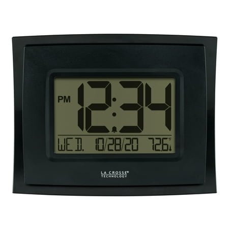 La Crosse Technology Digital Black Clock with Indoor Temperature, WT-8002U-B-INT