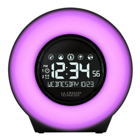 La Crosse Technology Digital Mood Light Bedside Round Alarm Clock, C83117
