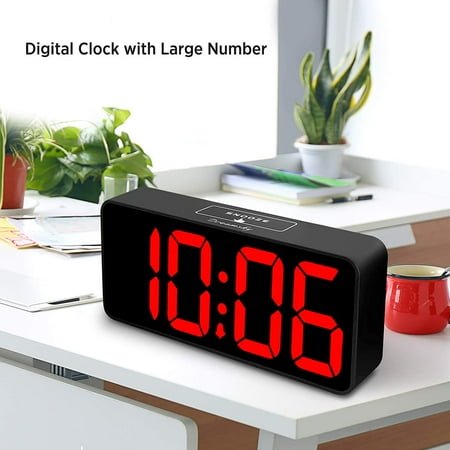 Large Digital Alarm Clock with Big Numbers for Seniors & Visually Impaired, Jumbo Display, Brightness Dimmer, USB Charging Port