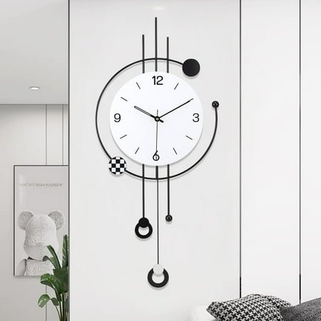 Large Modern Wall Clock for Living Room Decor Big Decorative Clock Pendulum Wall Battery Operated Non Ticking for Bedroom Kitchen Office Home Unique Clocks Wall Decor 13 * 30 Inch