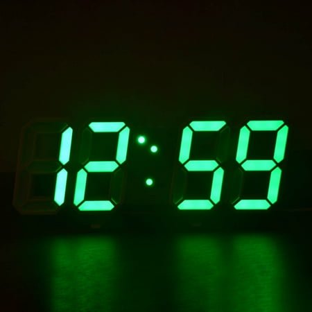 LED Digital Wall Clock,3D Modern Digital LED Wall Clock 24/12 Hour Display Timer Alarm Home USB,LED Digital Clock Wall Deco Glowing Night Mode Adjastable Clock(Green 9*3in)