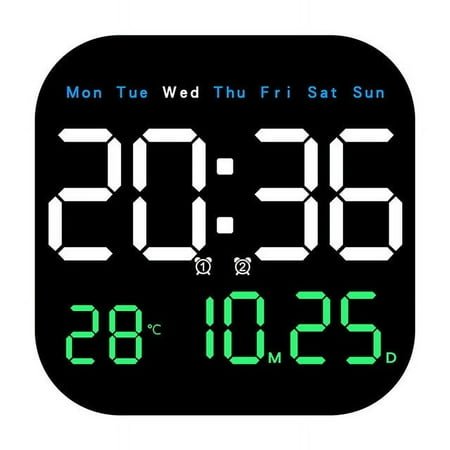 LED Electronic Wall Clock Multifunctional Digital Living Room Silent Alarm Temperature Humidity Display Modern Home Decor Battery Powered