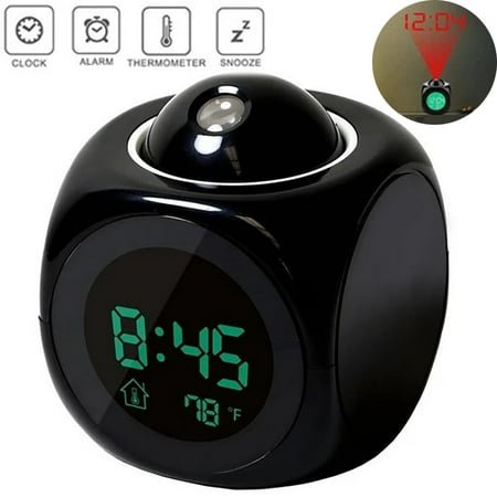 LED Projection Alarm Clock Digital LCD Display Voice Talking Weather Snooze