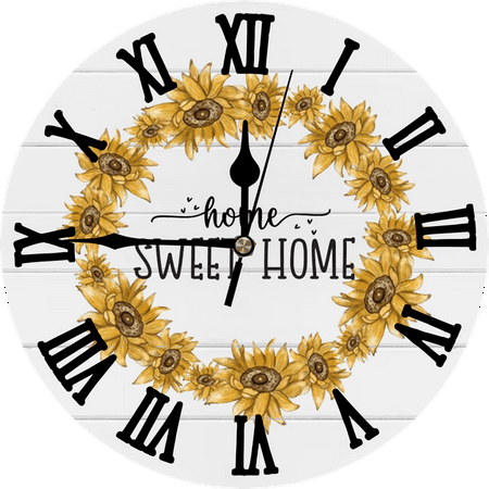 LERJIMUX 10 Inch Decorative Wall Clock Roman Numerals Wall Clocks Battery Operated Silent Wall Clocks Wooden Round Sunflower Hanging Clock for Kitchen,Dining Room,Office and Living Room