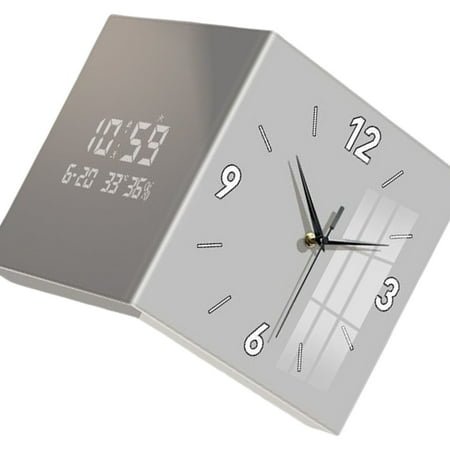 lixuesong Multipurpose Square Wall Clock with Traditional Hands and Digital Display Double Sided Corner Clock for Home or Office