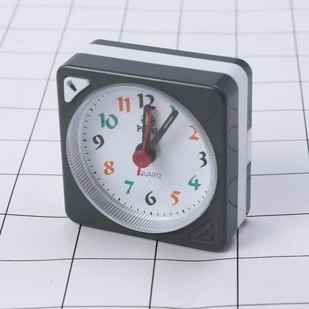 LOLIPPYY Portable Square Clock in Grey, Plastic and Quartz Design for Time Display, Mini Size Ideal for Tables and Travel