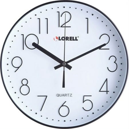 Lorell 12 Quiet Wall Clock - Analog - Quartz - Black | Bundle of 2 Each