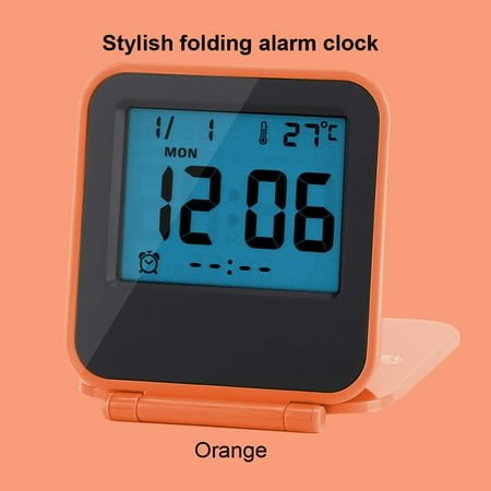 Lv. life Foldable Alarm Clock, Portable Alarm Clock,Portable Foldable Tabletop Digital Alarm Clock with Temperature Calendar Date Week