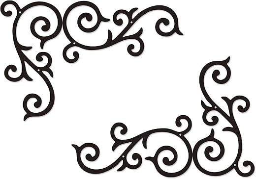 Metal Scroll Wall Decor Set of 4 – Antique Wrought Iron Wall Medallion, Traditional Scroll Art Accent for Above Door, Front Porch, Hallway, Living Room – Rustic Horizontal Metal Wall Art, Indoor/Outdoor & Gift-Ready