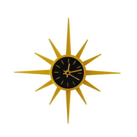 Mid-Century Modern Gold Sunburst Wall Clock – Retro Atomic Starburst Design – Vintage Style Home Decor