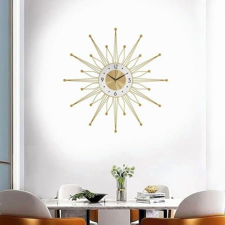 Modern Large Gold Metal Wall Clock, Minimalist Mid Century Home Kitchen Decor Wall Clock,Quiet Quartz Movement Wall Clocks for Living Room Kitchen Cafes Hotels