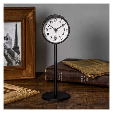Modern Small Table Clocks, Metal Silent Non-Ticking Nordic Simple Style Digital Desk Clock, Battery Operated Alarm Clock for Bedroom Living Room Kitchen Indoor Décor