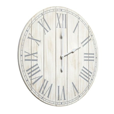 Mod Lighting and Decor Country Rustic Coastal Round Wooden Wall Clock - 23 - White