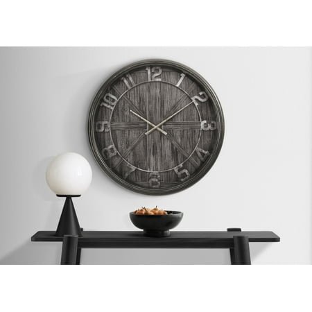 Monarch Specialties I 9025 Clocks, 30 Round, Large Oversized, Wall Clock, Brown