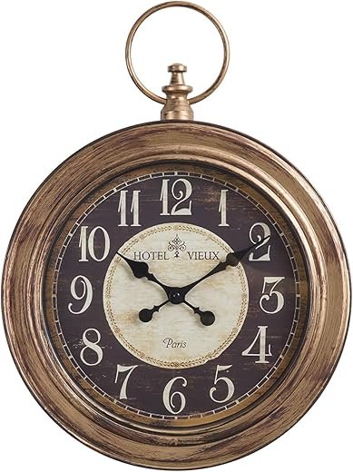 Monarch Specialties I 9092 Clocks, 18 Round, Wall Clock, Antique Brown, Traditional