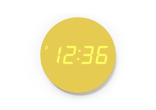 mooas Crayon Mini Digital Wall Clock, Modern Night Light Digital Desk Clock, LED Wall Clock 8 Inch 12/24H Silent Nightlight Clock for Home Décor Kids Livingroom Bedroom Kitchen (Neon Yellow)