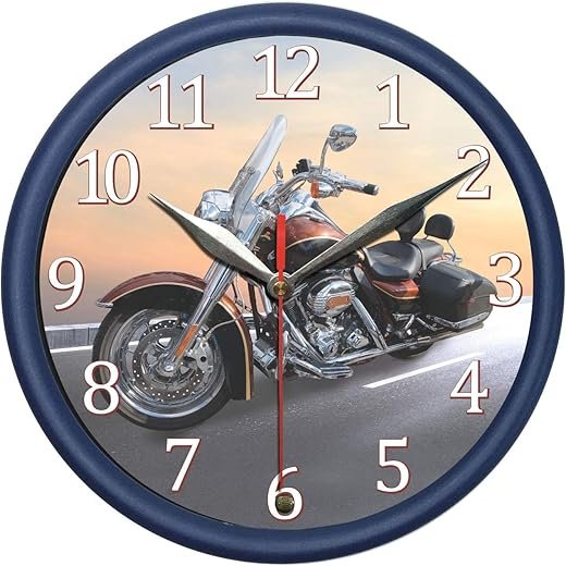 Motorcycle Wall Clock with Engine Sound and Light. Decorate Your Bedroom, Kitchen or Office with Stylish Wall Clock