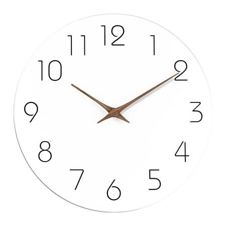 Mozhitti Wall Clock 12 Inch Silent Non-Ticking Wall Clocks Battery Operated - Modern Simple Wooden Clock Decorative for Kitchen,Home,Bedrooms,Bathroom,Office,Living Room(White)