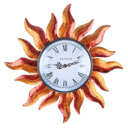 MUMTOP 12 Quartz Retro Sun Indoor and Outdoor Wall Clock, Silent Mechanism