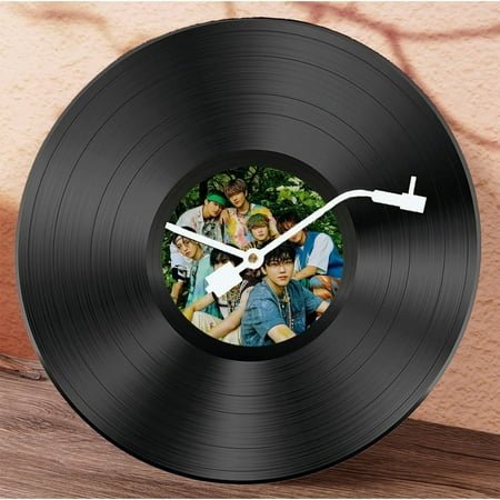 Musical Black Vinyl Record Wall Clock Battery Operated Music Room Decor Decoration Art Hanging Clocks- BTS-11.81inch