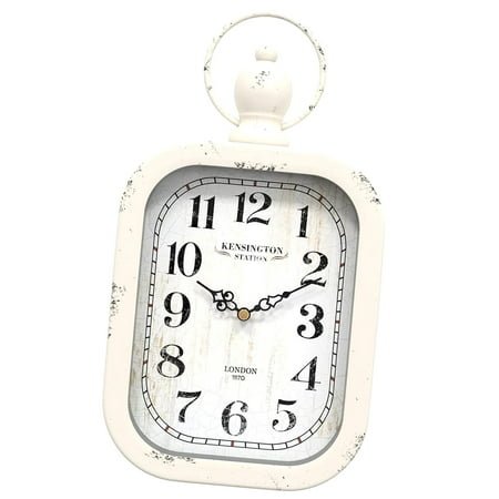 Myst Design Small Retro Rectangle Wall Clock, White Style, Silent Decor Wall Clocks for Farmhouse,Bedroom,Kitchen,Bathroom (11 6.1 )