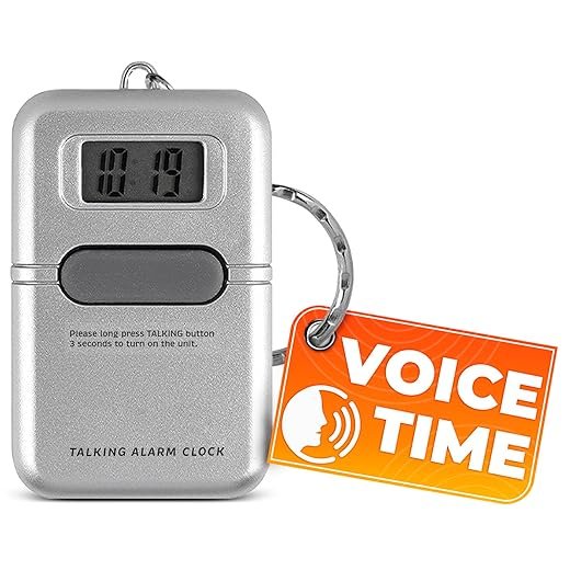 NADOBA Talking Watches for The Blind – Easy to Use Talking Clock for Blind Elderly with LCD Display, Built-in Alarm, Compact & Portable Design, Keychain with Voice Announcement, Good Volume