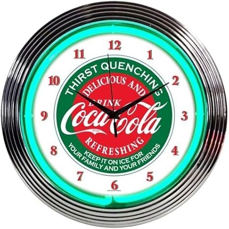 Neonetics 8CCGRN Coca-Cola Evergreen Neon Clock 15 Width x 15 Height x 3 Depth