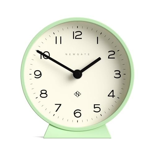 NEWGATE® M Mantel Echo Desk Clock | Modern Round Design | Neo Mint Green | Easy to Read Numbers | Contemporary Style for Desk, Table, Shelf or Bedside