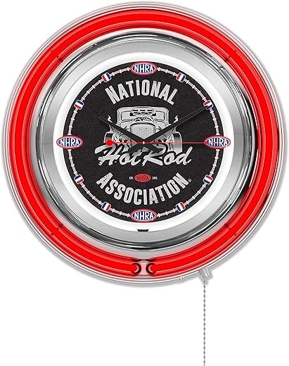 NHRA - Hot Rod Double Neon 15" Clock (Red Neon)