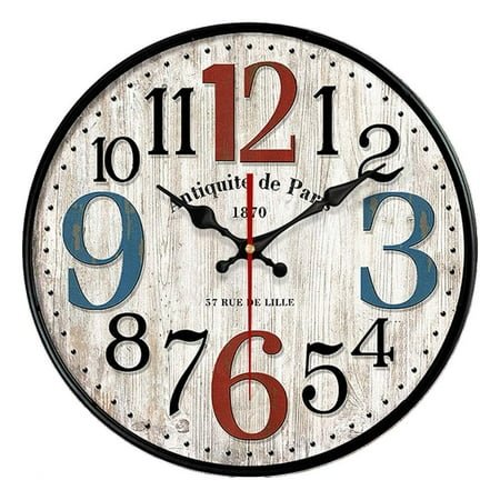 NIUBIER Silent Battery Operated Wall Clocks,12 Inch European Style Wall Clock,Non-Ticking Classroom Clock Art Decor for Home Living Room Office Decoration