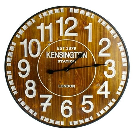 Northlight 24 Rustic Industrial Farmhouse Style Round Wall Clock with Metal Frame