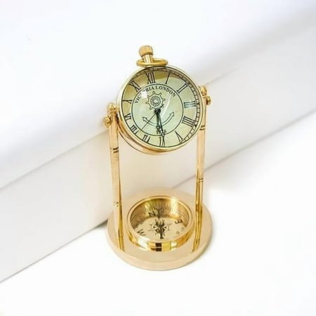 Norville Brass Table Clock - desk watch clock for table room , 5 Inch, Golden color