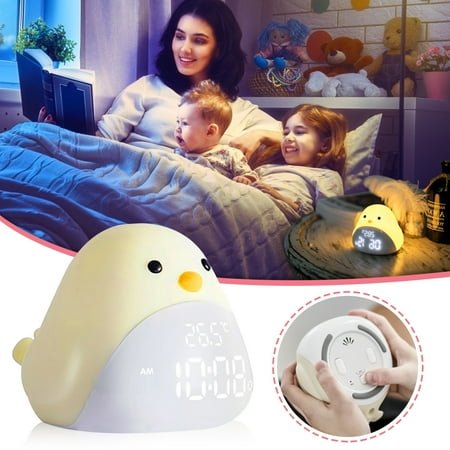 Oggfader Alarm Clocks with Large Numbers Lazy Time bird Alarm Clock Led Night Light Digital Night Light Alarm Clock Yellow