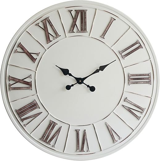 Oversized Farmhouse Wall Clock - 30 inch, Extra Large Decorative Wall Clock for Living Room Decor | Metal Face | Roman Numeral | Battery Operated