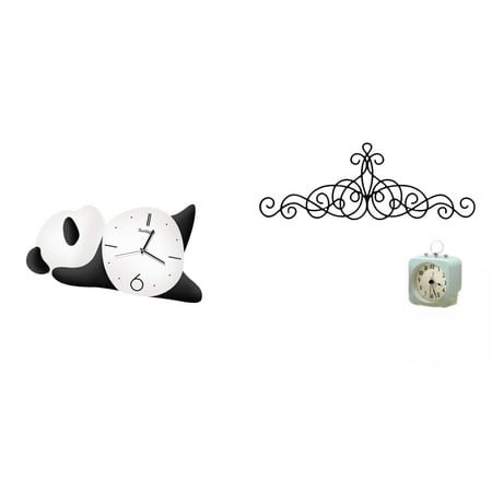 Panda Wall Clock Scroll Wall Art Decor Metal Figurine Ornament Sturdy Glass Material for Home Living Room Bedroom Office