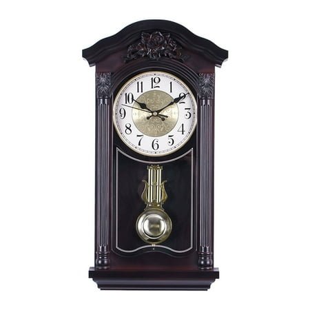 Pendulum Wall Clock, Chiming Wall Clock with Pendulum, Traditional Clock Retro Large Grandfather Wall Clocks for Living Room Office Home Decor