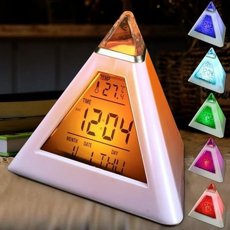 PENIKOKO Changing Backlight Pyramid Digital Clock for Bedroom Home Furnishing 1Pack