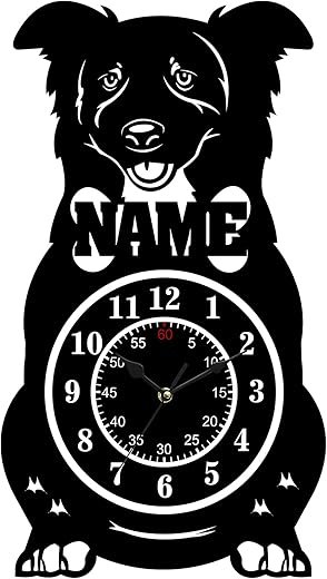 Personalized Wall Clock with 7 Colors Changing, Fun Animal Style Customized Text Art Wall Clock with Personalized Name, Unique Decor Gift for Bedroom Living Room Kitchen, Dog Iron