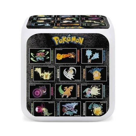 Pokémon Cute Cartoon Seven-Color Changing Alarm Clock Home Decor Bedroom Digital Display One size