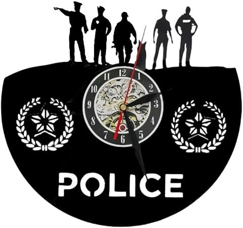 Police Vinyl Wall Clock - Silent Clock with Law Enforcement Inspired Design, Creative Wall Decorations for Living Room & Bedroom - Bold Police for Enthusiasts & Home Decor Lover