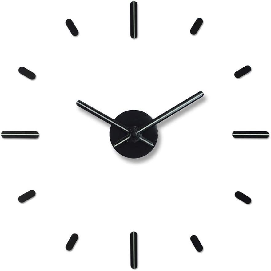 Presentime & Co Large Frameless DIY Wall Clock for Modern Home/Office Decoration, Silent no Ticking, Night Glow. Wall Décor for Living Room, Dining Room, Kitchen, Bedroom, Class Room, Office Space.