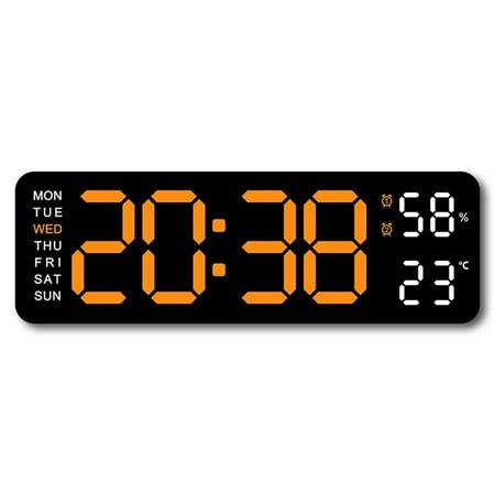 QenASHaing Large LED Digital Wall Clock with Calendar and Remote Control for Clear Timekeeping at Home or Office