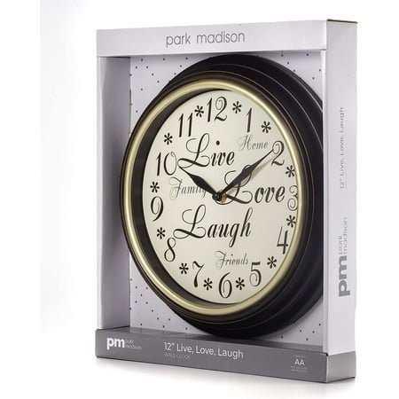 QIHE-12 Inch Live Laugh Love Quality Quartz Battery Operated Easy to Read Home/Office/Kitchen/Classroom/School Clock Class 13910 0