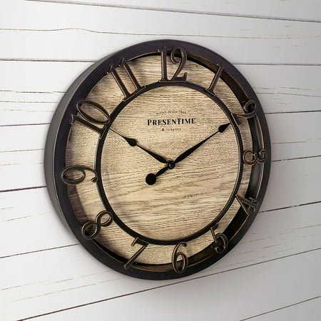 QIHE-& Co 10 Farmhouse Series Wall Clock, Cottage Style, Vintage Design, Oil Rubbed Bronze