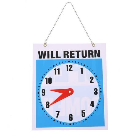 Qiysamall 1Pc Double- Sided Open/ Come in/ Will Return Sign with Clock Hands, Be Back Clock Sign Open and Closed Door Sign Door Pendant for Store Mall Shop Office