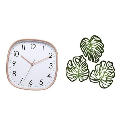 QSTDGVPW Vintage Digital Palm Leaves Wall Clock Art Hanging Design for Dining Room Home Farmhouse Gym Bathroom TV Background Creative Jungle Decor